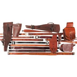 Large Grouping of Leather Belts, Saddlebags, and Other Items