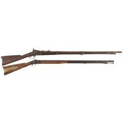 Two Antique Long Guns and One Antique Revolver