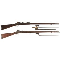 Two U.S. Springfield Trapdoor Rifles with Bayonets