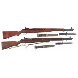 Two U.S. Military M1 Garand Semi-Automatic Rifles with Bayonets