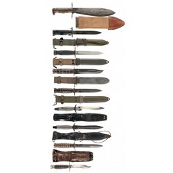 Collector's Lot of Bayonets and Fighting Knives with Scabbards and Sheaths