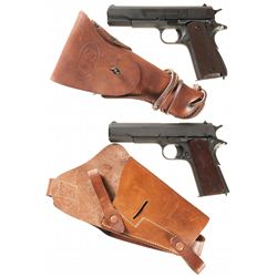 Two Colt 1911 Semi-Automatic Pistols with Holsters