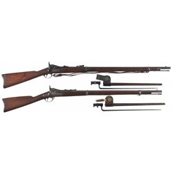 Two U.S. Springfield Trapdoor Rifles with Bayonets