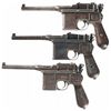 Image 1 : Collector's Lot of Three Broomhandle Mauser Semi-Automatic Pistols