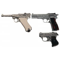 Three Engraved Pistols