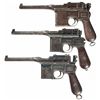 Image 1 : Three Broomhandle Mauser Semi-Automatic Pistols