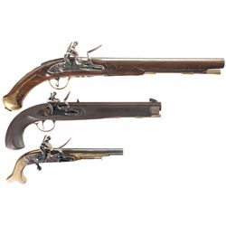 Collector's Lot of Three Contemporary Flintlock Pistols