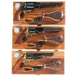 Three Cased Italian Replica Percussion Revolvers