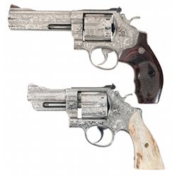 Two Engraved Smith & Wesson Double Action Revolvers