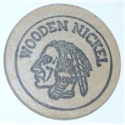 VINTAGE CASPER ANTIQUE & COLLECTORS CLUB WOODEN NICKEL RARE NICE EARLY COIN COIN CAME OUT SAFE BOX