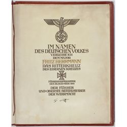 ADOLF HITLER AWARDS THE KNIGHT'S CROSS OF THE IRON CROSS