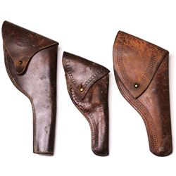 Collection of 3 leather flap holsters