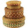 Image 2 : Collection of 3 vintage woven lidded baskets
