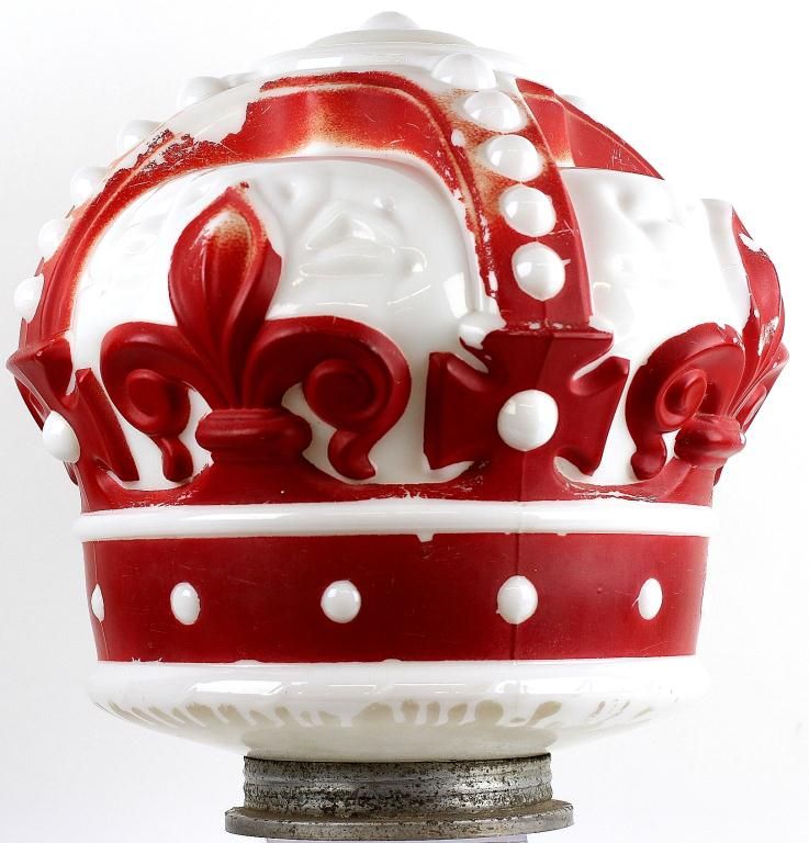 Original Red Crown milk glass gas pump globe