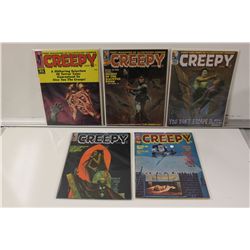 CREEPY #24, 38, 43, 46 & 59 (5) ISSUES HIGH MID GRADE AVERAGE