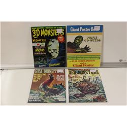 4 MONSTER MAGS (1960'S/70'S) 3-D MONTERS #1 (1965)