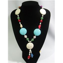 825 CTW MULTICOLOR TURQUOISE, HOWLITE AND WHITE PEARL N