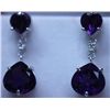 Image 1 : 32.85 CTW AMETHYST AND DIAMOND EARRINGS .925 STERLING S