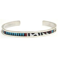 Zuni Multi-Stone Inlay Sterling Silver Cuff Bracelet - Charlotte Dishta