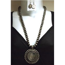 Navajo Sterling Silver Multi-Coin Necklace & Earrings Set - Paul Livingston
