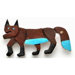 Zuni Pipestone Fox Pendant & Pin - Stephan Lonjose