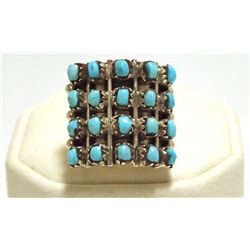 Navajo Turquoise Dots Sterling Silver Women's Ring - Irene J