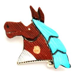 Zuni Multi-Stone Horse Pendant & Pin - Stephan Lonjose