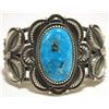 Image 1 : Old Pawn Navajo Kingman Turquoise Sterling Silver Cuff Bracelet - Kirk Smith