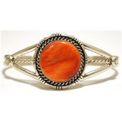 Navajo Spiny Oyster Sterling Silver Cuff Bracelet - Eugene Belone