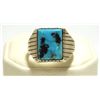 Image 1 : Navajo Sleeping Beauty Turquoise Sterling Silver Men's Ring - Ray Jack