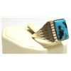 Image 2 : Navajo Sleeping Beauty Turquoise Sterling Silver Men's Ring - Ray Jack