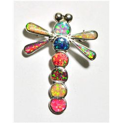 Zuni Opal Multicolor Dragonfly Pendant & Pin