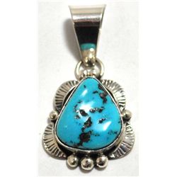 Navajo Sleeping Beauty Turquoise Sterling Silver Pendant - Mary Ann Spencer