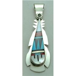 Zuni Multi-Stone Tall Teardrop Pendant