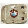 Image 3 : Zuni Multi-Stone Inlay Sun Face Spinner Sterling Silver Buckle - Don Dewa