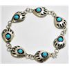 Image 2 : Navajo Turquoise Bear Paw Sterling Silver Link Bracelet - Joey McCray