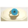 Image 1 : Zuni Turquoise Inlay Sterling Silver Women's Ring - Johnson Laweka
