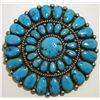Image 1 : Old Pawn Zuni Sleeping Beauty Turquoise Sterling Silver Pin - Robert & Bernice Leekya