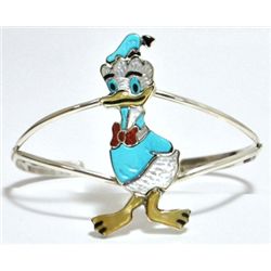 Zuni Multi-Stone Donald Duck Sterling Silver Cuff Bracelet - Andrea Shirley