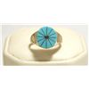 Image 1 : Zuni Turquoise Inlay Sterling Silver Women's Ring - Johnson Laweka