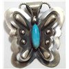 Navajo Turquoise Sterling Silver Butterfly Pendant & Pin - Tim Yazzie