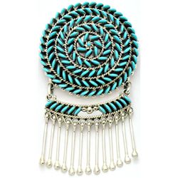 Zuni Turquoise Needlepoint Pendant & Pin - Octavius & Irma Seowtewa