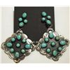 Image 1 : Navajo Turquoise Sterling Silver Post Earrings - Albert J. Brown