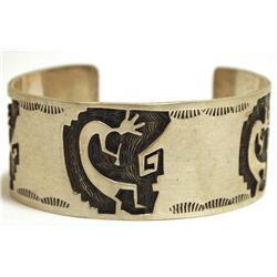 Old Pawn Hopi Sterling Silver Kokopelli Cuff Bracelet