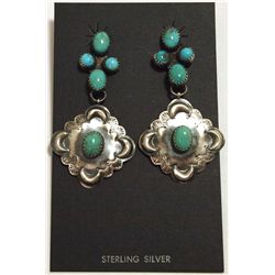 Navajo Turquoise Sterling Silver Post Earrings - Albert J Brown