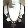 Image 1 : Navajo Sterling Silver Multi-Coin Necklace & Earrings Set - Paul Livingston