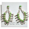 Image 1 : Navajo Green Turquoise Sterling Silver Squash Blossom Post Earrings - Larry Curley