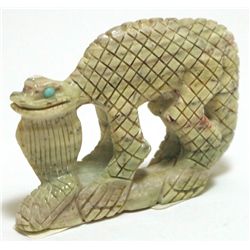 Zuni Serpentine & Turquoise Bearded Lizard Fetish - Bryan Lastyone