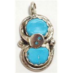 Zuni Turquoise Sterling Silver Snake Pendant - Effie Calavaza