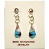 Image 1 : Zuni Multi-Stone Inlay Sterling Silver Teardrop Post Earrings - Sarah Bawani